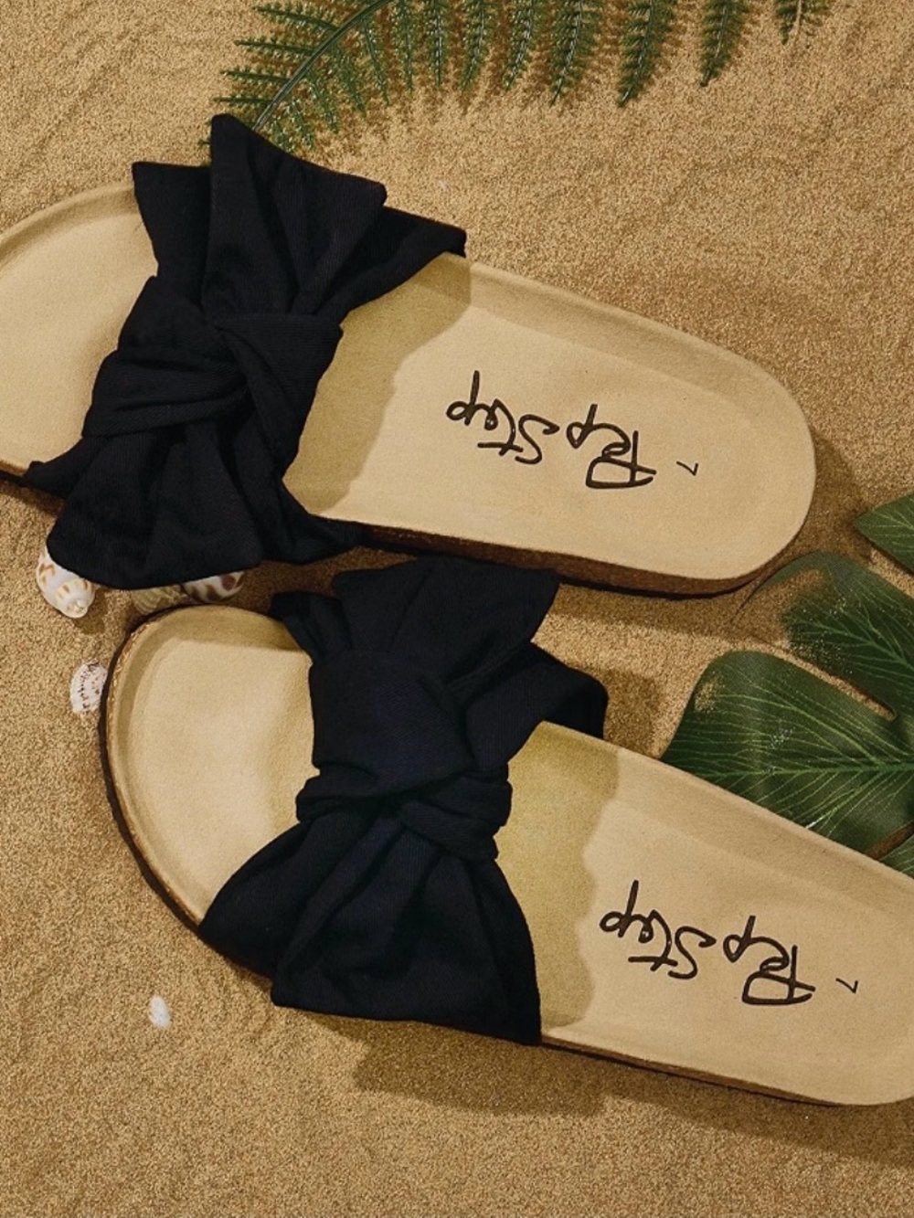 Women’s Pep Step Black Knot Slide Sandals